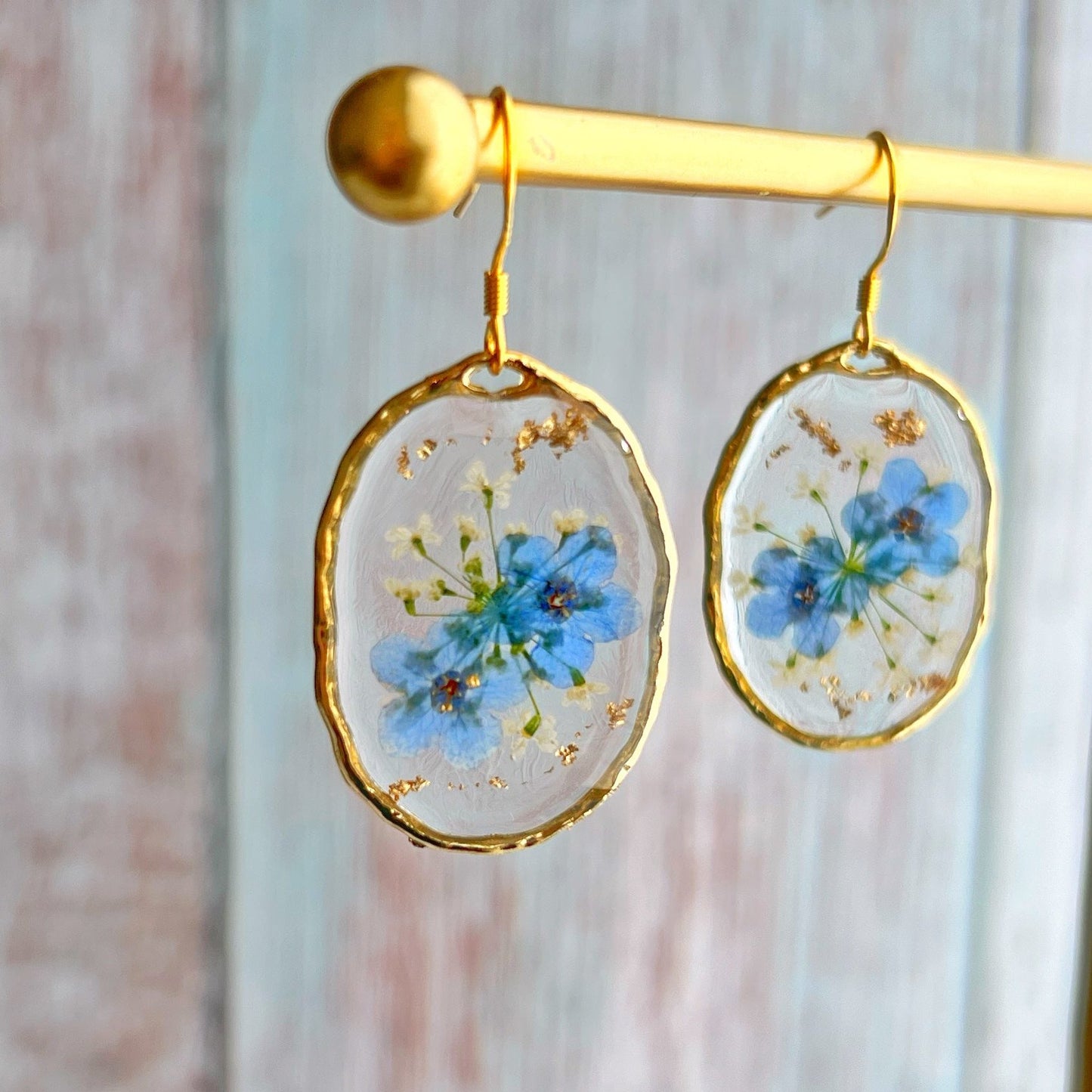 Blue Oval Earrings (Gold Vermeil)