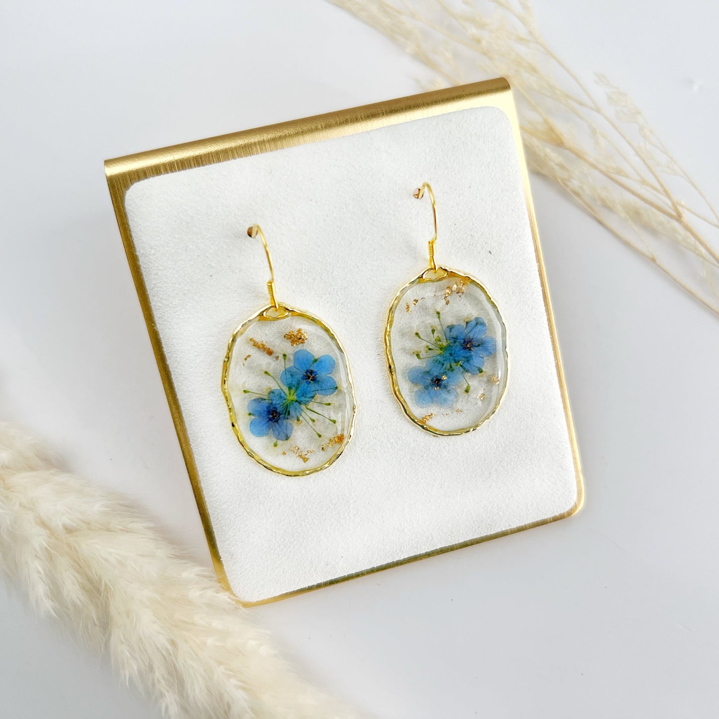 Blue Oval Earrings (Gold Vermeil)