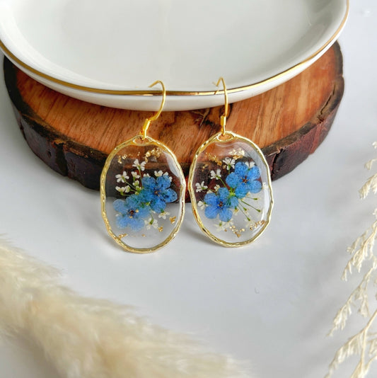 Blue Oval Earrings (Gold Vermeil)