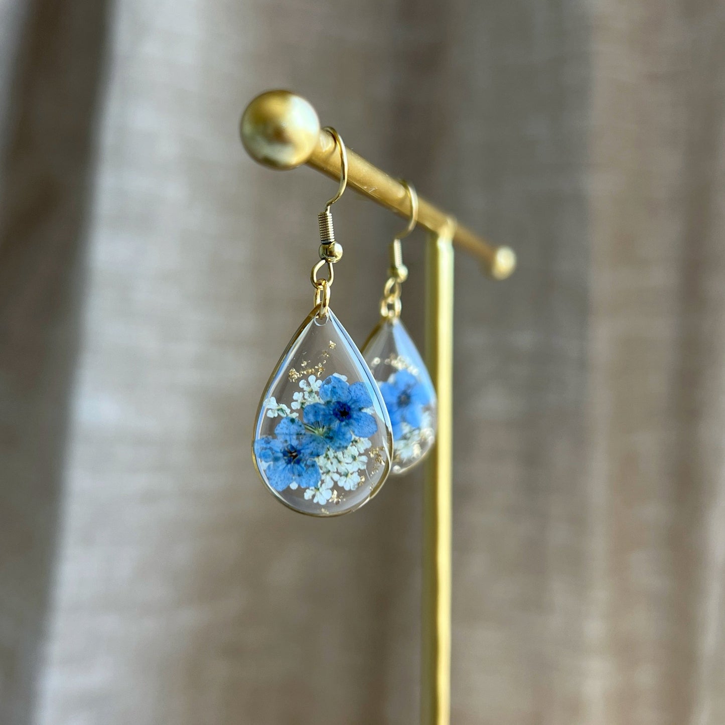 Blue Teardrop Earrings (Gold Plated)