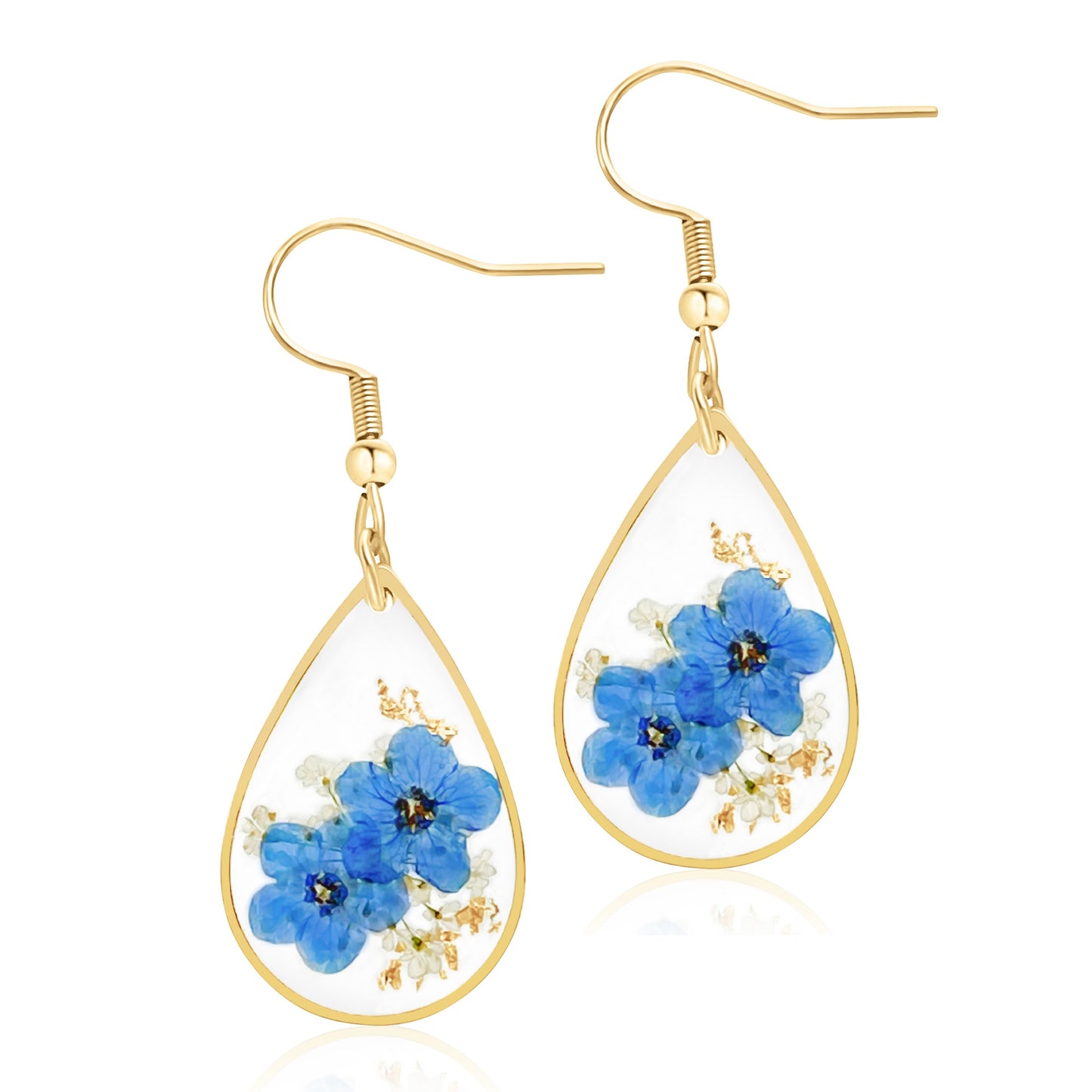 Blue Teardrop Earrings (Gold Plated)