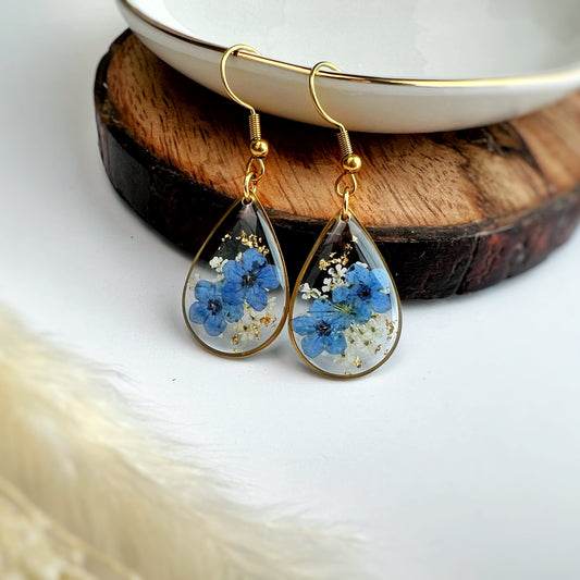 Blue Teardrop Earrings (Gold Plated)