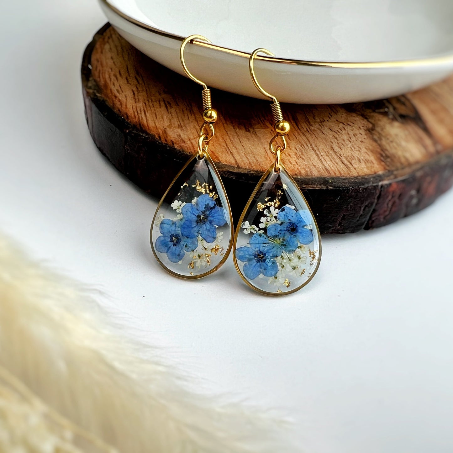 Blue Teardrop Earrings (Gold Plated)