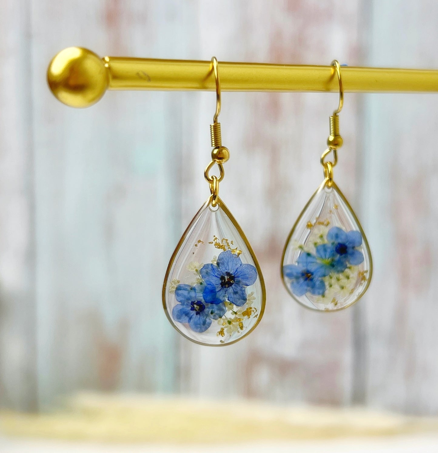 Blue Teardrop Earrings (Gold Plated)