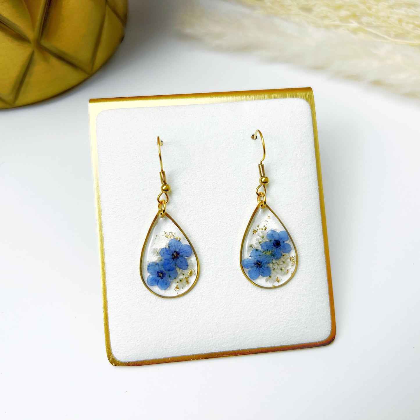 Blue Teardrop Earrings (Gold Plated)