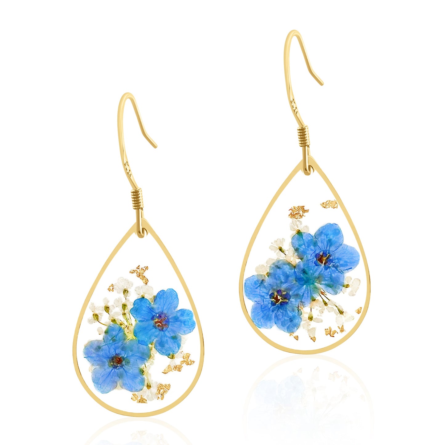 Blue Teardrop Earrings (Gold Plated)