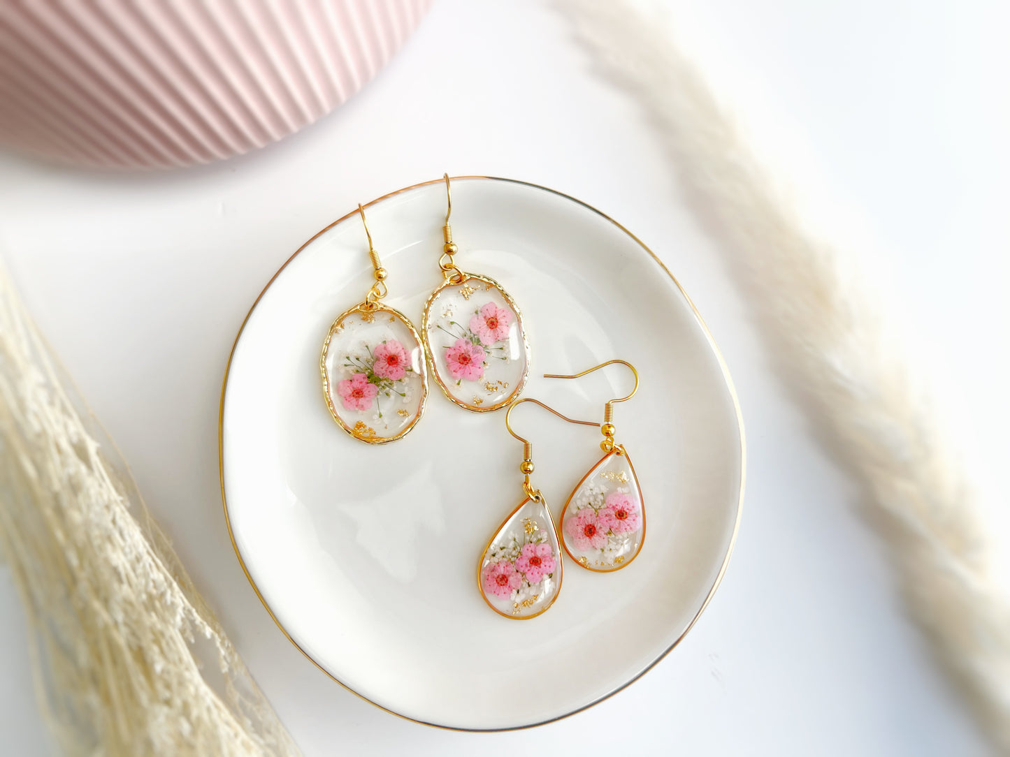 Pink Teardrop Earrings