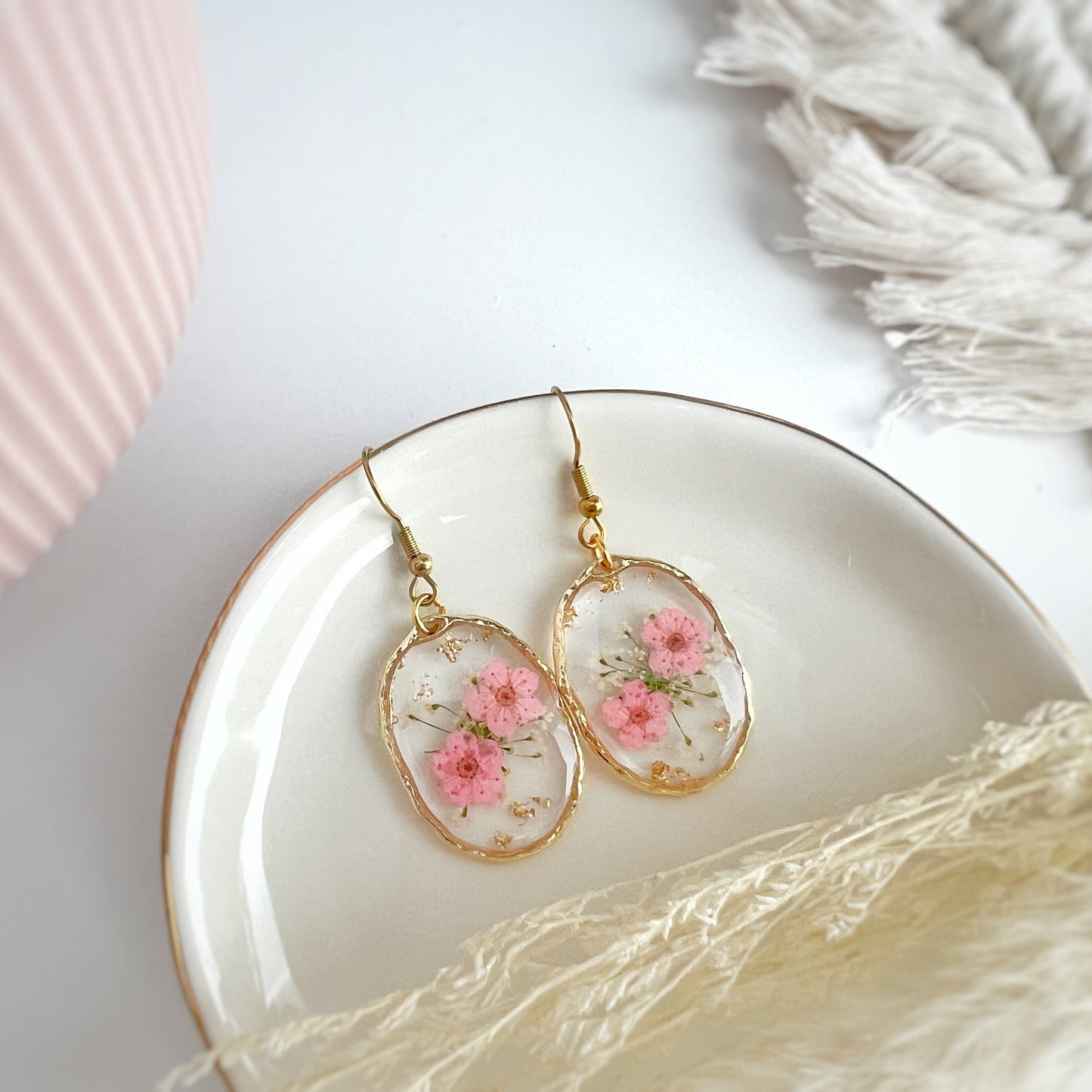 Pink Oval Earrings