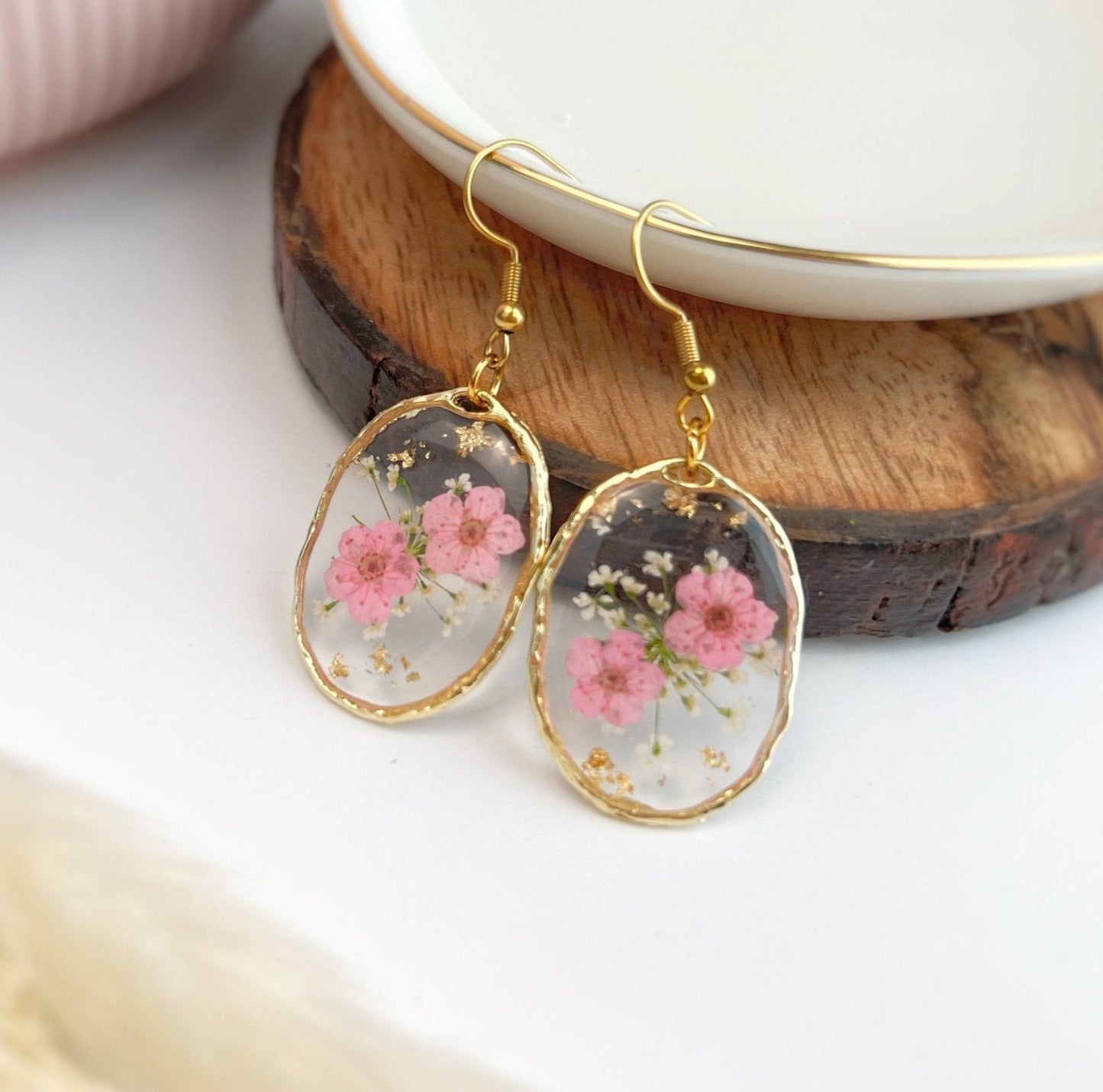 Pink Oval Earrings