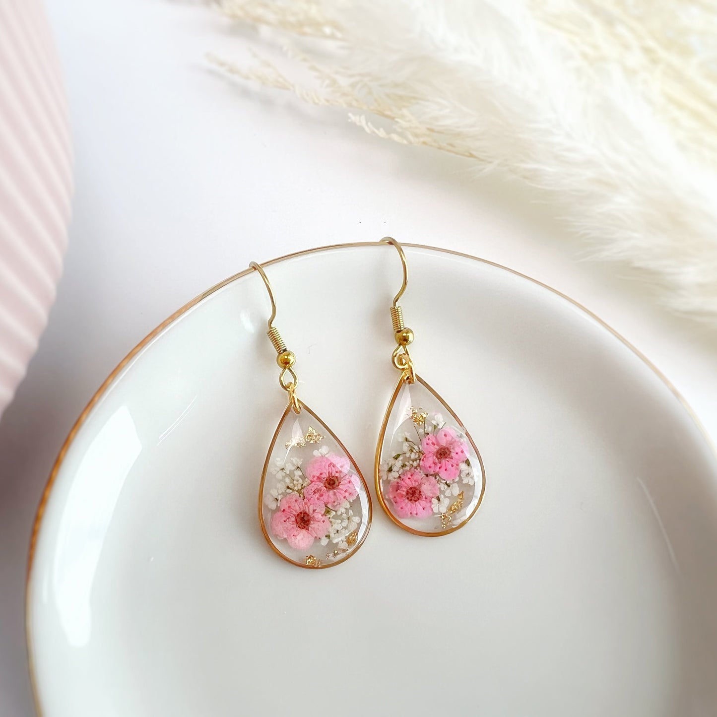 Pink Teardrop Earrings