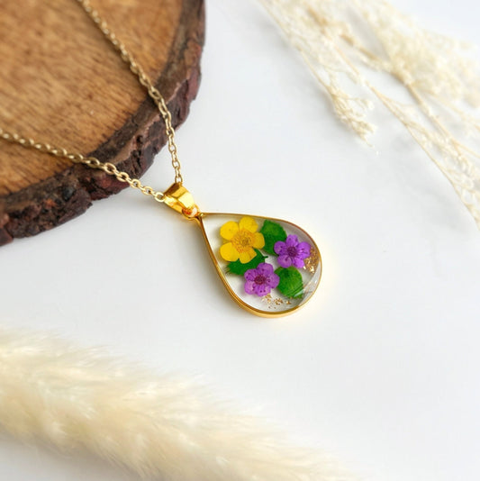 February Violet and Primrose Necklace