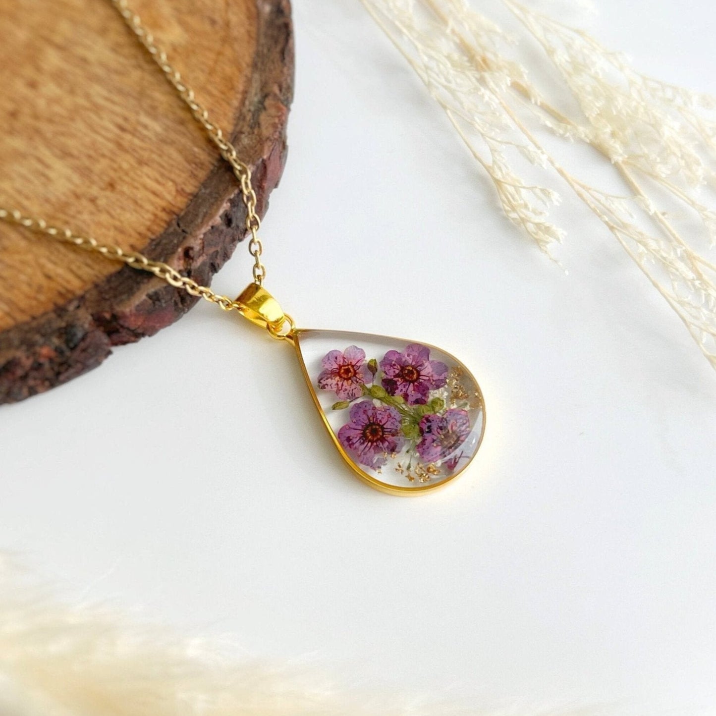 July Larkspur & Water Lily Necklace