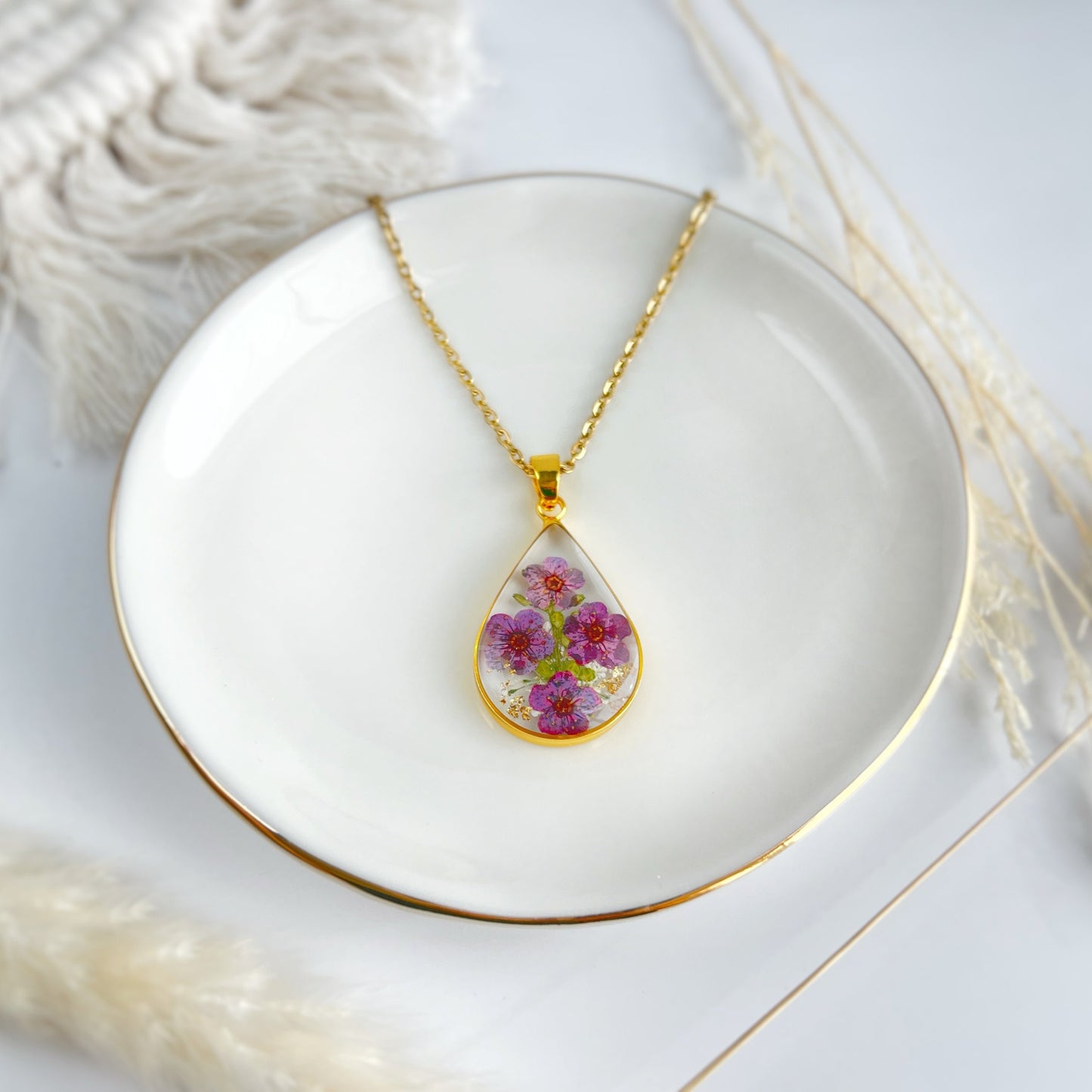 July Larkspur & Water Lily Necklace