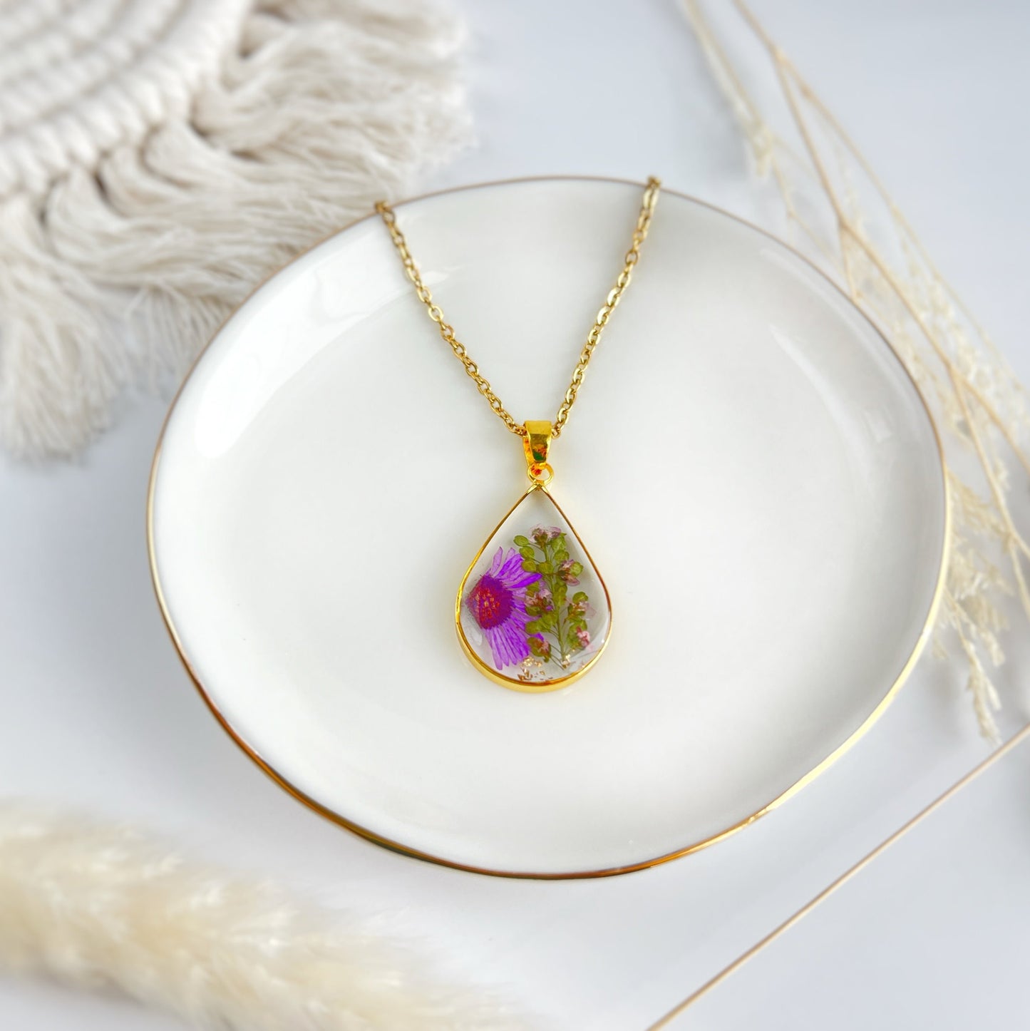 September Aster & Morning Glory Necklace