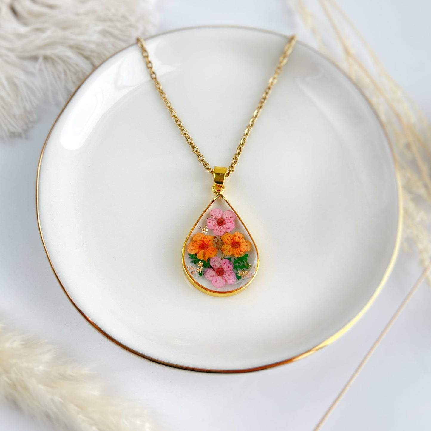 October Marigold & Cosmos Necklace